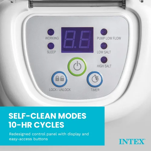 Miniatura 6 de Intex QS200 Krystal Clear Sistema de cloro de agua salada para piscinas sobre el suelo: mantiene el agua clara, reduce el uso de productos químicos