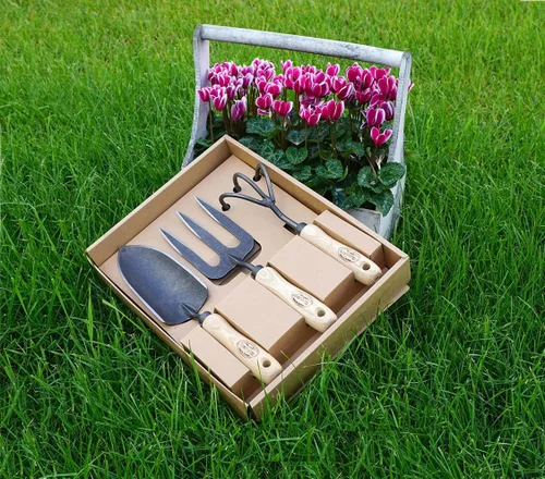 Miniatura 2 de Dewit Set de regalo de herramientas de 3 piezas con cultivador de 3 dientes, paleta forjada y tenedor de mano forjado