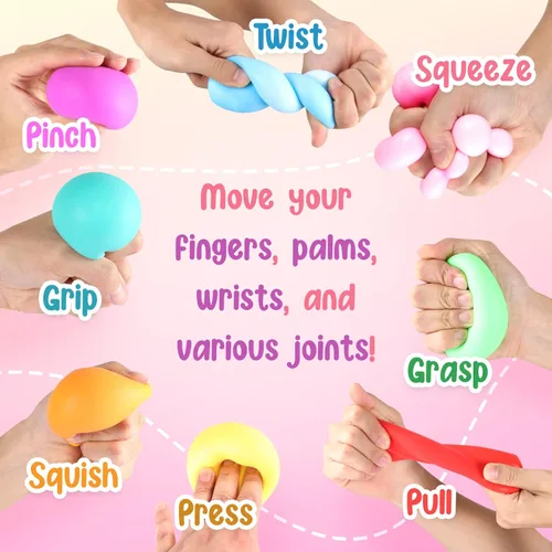 Miniatura 5 de Paquete de 8 bolas para el estrés de aumento lento, juguetes antiestrés para aliviar el estrés, juguetes elásticos para niños y adultos, caja