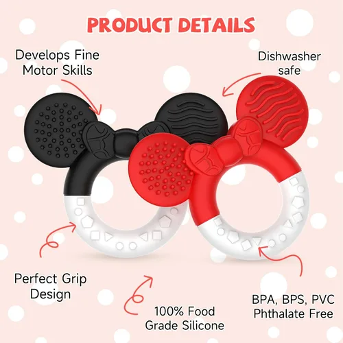 Miniatura 2 de 2 paquetes de juguetes de dentición para bebés de 3 a 6 y 6 a 12 meses, sin BPA, suave y de silicona, alivio de la dentición para bebés, juguetes