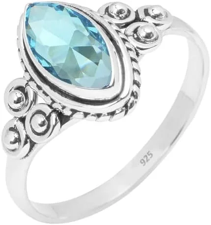 Miniatura 6 de Anillo de piedras preciosas, anillo de plata de ley 925 para mujeres y niñas, joyería hecha a mano, regalos de Navidad, tamaño de EE. UU