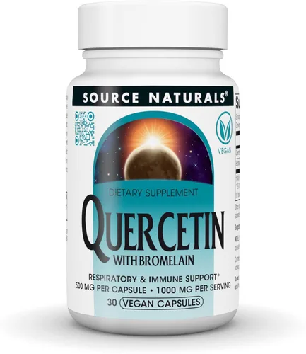 Source Naturals Quercetina con bromelina, apoyo respiratorio e inmunológico* - 500 mg por cápsula, 1000 mg por porción - 30 cápsulas veganas