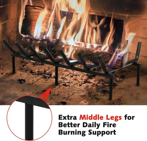 Miniatura 2 de SINGLYFIRE - Soporte para chimenea de 24 pulgadas, rejilla para hoguera, acero sólido, barra de 3/4 pulgadas, soporte para estufa de leña de hierro