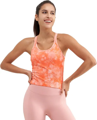 Miniatura 50 de sphinx cat - Camiseta corta de entrenamiento para mujer, camiseta sin mangas, acanalada, con espalda cruzada y brasier integrado