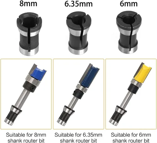 Miniatura 4 de Adaptador de pinza de recortadora de alta precisión, 0.236 in, 1/4 pulgadas, 0.315 in, adaptador de sujeción de portabrocas para grabado, máquina