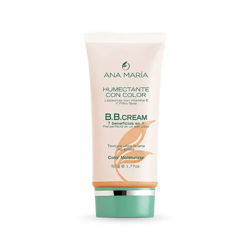 Ana Maria Cosmeticos BB Cream Humectante con Emulsión de Color Facial | Base hidratante de color para la piel, 7 beneficios en 1 1.77oz-50gr (Oscuro