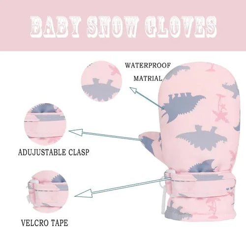 Miniatura 4 de Urban Virgin Guantes de invierno para bebés y niños pequeños, con forro polar, cálidos, impermeables, guantes de nieve para niños y niñas