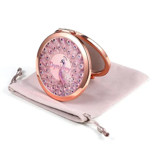 Miniatura 22 de Espejo Compacto Oro Rosa Espejo de Maquillaje Mini Espejo de Bolsillo Plegable Espejo de Mano Portátil de Doble Cara 2x 1x Aumento para Mujeres