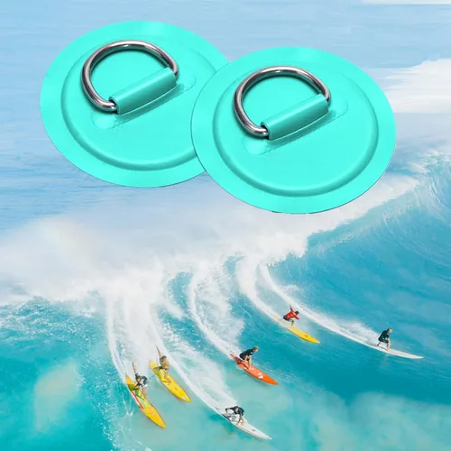 Miniatura 4 de LOOEEL Paquete de 6 parches circulares de acero inoxidable con anillo en D para lancha inflable de PVC, kayak, SUP, canoa, cubierta, accesorios