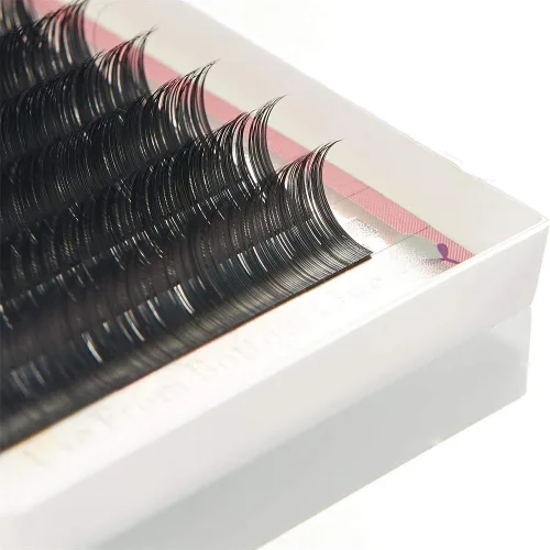 Miniatura 5 de Extensiones de pestañas planas de color negro mate, puntas divididas individuales, suaves y ligeras, pestañas elipse para uso profesional, 0.008 in