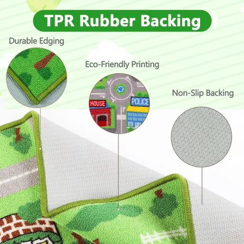 Miniatura 3 de Capslpad Alfombra Educativa para Niños Alfombra de Juego 5' x 2.7' Alfombra de Carretera de Tráfico Alfombra de Juego de Coches para Niños Alfombra