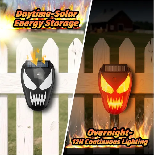 Miniatura 3 de Luces solares de depredador disuasorio de coyote – Repelente nocturno de animales con llama LED luces intermitentes para gallinero, patio y jardín