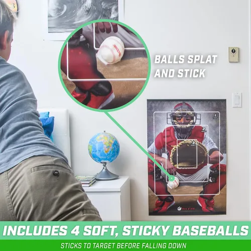Miniatura 3 de GoSports Pitch N' Stick Kids Baseball Pitching Game - Choose Between Wall Poster Game Set or 4 Replacement Sticky Ball Baseballs