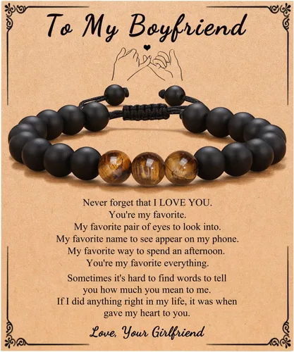 Miniatura 11 de Pulsera de Hombre UNGENT THEM de Piedra Natural, Regalo de Graduación, Cumpleaños, Navidad, San Valentín para Adolescentes, Hijo, Papá, Hermano