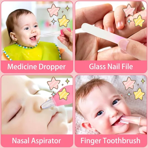 Miniatura 4 de Kit de aseo para bebés, juego de cuidado de seguridad infantil con cepillo para el cabello, peine cortaúñas, aspirador nasal, kit esencial