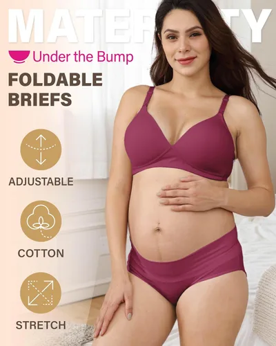 Miniatura 2 de Intimate Portal - Ropa interior de maternidad de algodón para debajo del vientre, panties plegables para embarazo y postparto