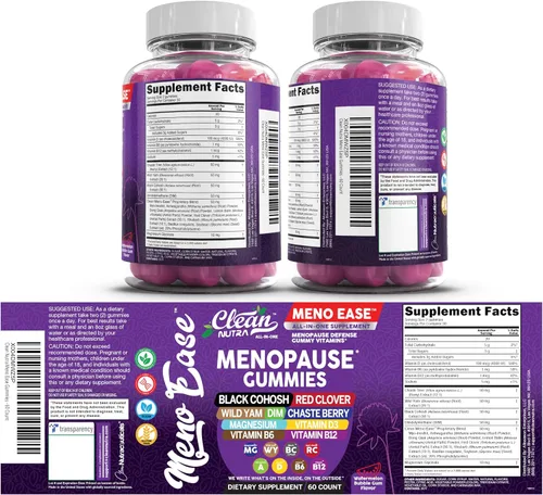 Miniatura 12 de Suplemento para la menopausia para mujeres en gomitas con cohosh negro, ñame silvestre, DIM, magnesio, trébol rojo, agracejo para el equilibrio