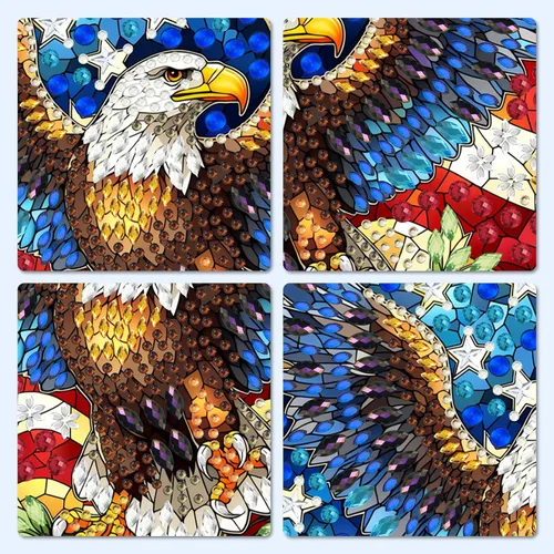 Miniatura 2 de MXJSUA Atrapasoles con pintura de diamante de águila calva americana, kits de arte de diamantes para adultos, adornos colgantes con cadena