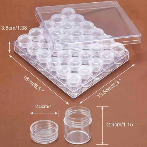 Miniatura 2 de Blulu Organizador de cuentas de 30 rejillas, contenedores de cuentas de arte de diamantes con tapa, plástico transparente, pequeños frascos