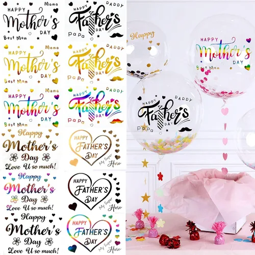 Miniatura 8 de Calcomanías de globos para el Día del Padre, calcomanías de letras Bobo Happy Gold Black Rainbow DIY Paster Home Window Adhesivo Decoración