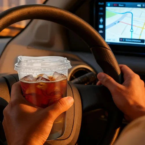 Miniatura 6 de Paquete de 50 vasos de plástico transparente con tapas para sorber – Tazas de café helado de 16 onzas con tapas sin pajilla, desechables de fondo