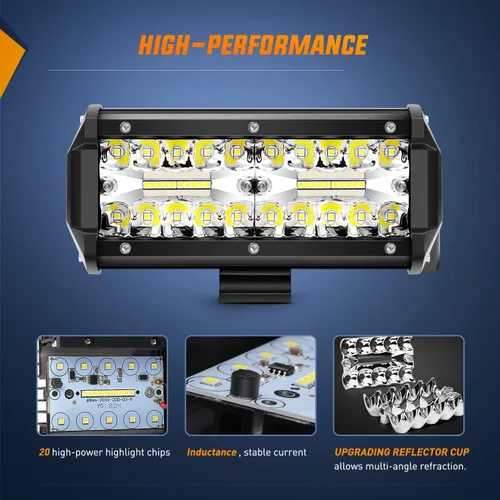 Miniatura 3 de Nilight Barra de luces LED de 6.5 pulgadas, 120W, combinada de inundación y foco, para todoterreno, conducción antiniebla, iluminación de trabajo