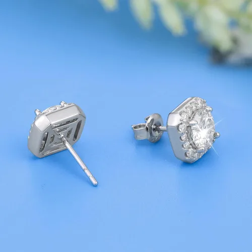 Miniatura 6 de RINEY&KY Aretes de moissanita Aretes de diamante de laboratorio para mujeres y hombres, aretes de moissanita, aretes de moissanita chapados en oro