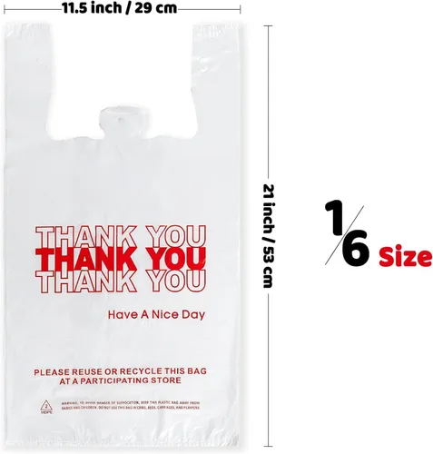 Miniatura 2 de JShlpiar Paquete de 1000 bolsas de plástico blancas de compras con "Thank You" (11.5" x 6.5" x 21") – Bolsas de transporte a granel