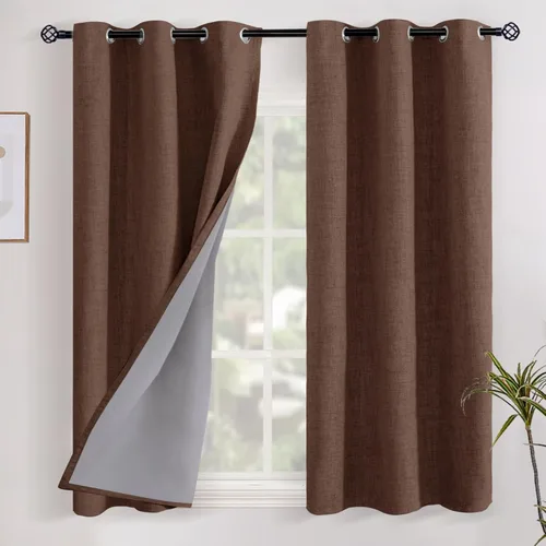Miniatura 11 de YoungsTex - Cortinas opacas de lino para dormitorio, oscurecimiento de la habitación, cortinas con textura de lino, paneles con aislamiento térmico