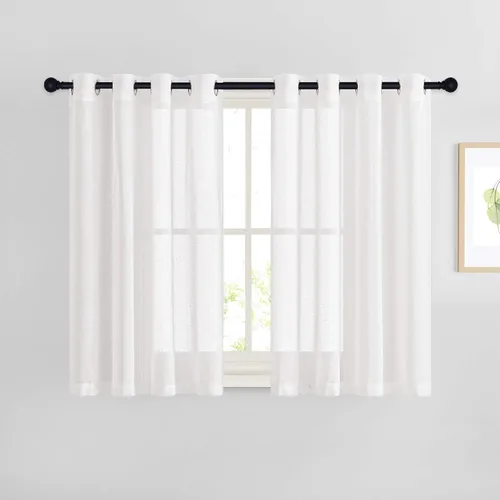 Miniatura 118 de NICETOWN Cortinas de lino traslúcidas con textura de lino de 84 pulgadas de largo, con ojales semitraslúcidos, tratamientos de ventana, privacidad
