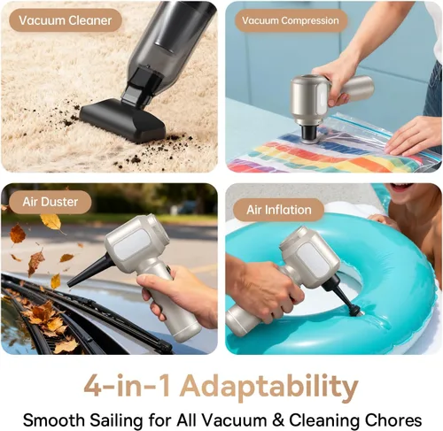 Miniatura 4 de REWONDER Aspiradora de coche de alta potencia, aspiradora de 22000 Pa y plumero de aire de 110000 RPM, aspiradora de mano con batería de 7800 mAh