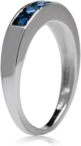 Miniatura 3 de Silvershake Anillo apilable de plata de ley 925 chapada en oro blanco de 5 piedras para mujeres o adolescentes