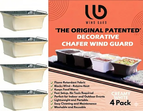 Miniatura 10 de The Original Patented' - Protector contra el viento para bufés, catering, cubierta para calentador de alimentos, poliéster ignífugo, lavable, Negro