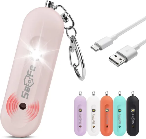Miniatura 16 de Alarma de seguridad personal recargable para mujeres - Llavero de alarma de seguridad de autodefensa de 140 dB con luz estroboscópica, dispositivos