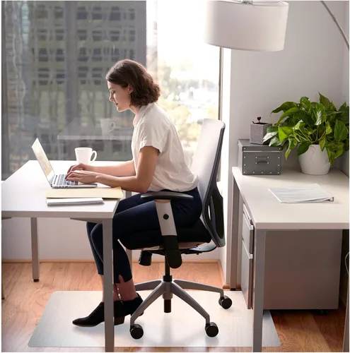 Miniatura 7 de Marvelux Tapete antideslizante para silla para suelos duros, 29 x 46 pulgadas, protector de piso de madera dura de oficina blanco duradero