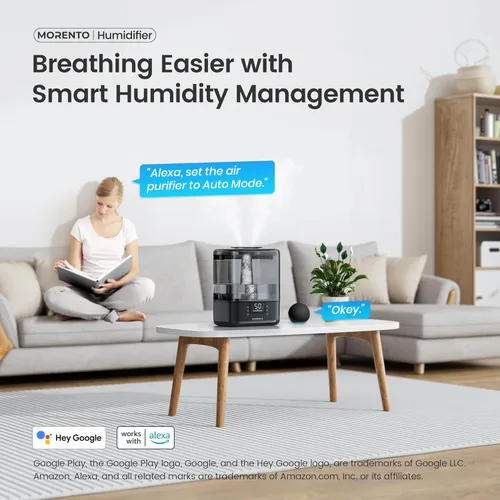 Miniatura 3 de MERONTE Humidificadores inteligentes para dormitorio, habitación grande, hogar, humidificador de llenado superior de niebla fría de 6 litros