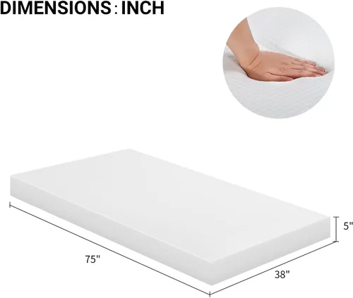 Miniatura 2 de Colchón de espuma viscoelástica de gel de 5 pulgadas, infusión de gel, certificado CertiPUR-US, soporte cómodo, tamaño individual en una caja