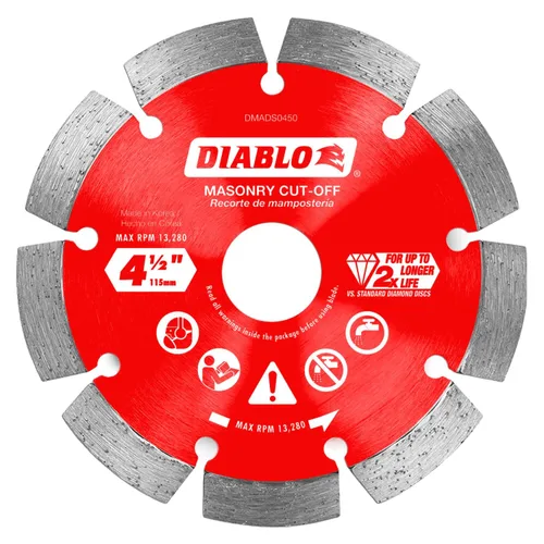 Miniatura 7 de Disco de corte segmentado de diamante Diablo para mampostería, hormigón, ladrillo y bloque - Diámetro de 4", Kerf de 2.2mm, 15250 RPM máx.
