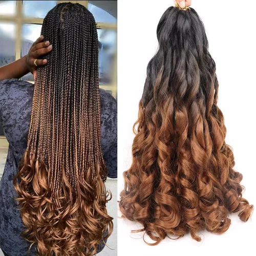 Miniatura 85 de Cabello rizado francés para trenzar de 12 pulgadas, 8 paquetes de cabello rizado preestirado para trenzas de caja, rizos franceses, trenzas