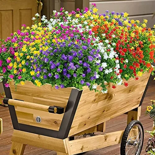 Miniatura 6 de 12 paquetes de flores artificiales para exteriores, plantas falsas para decoración de otoño y verano, flores de seda artificiales, resistencia