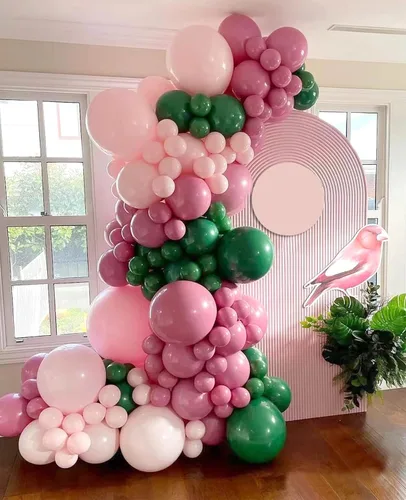 Miniatura 6 de FOTIOMRG 110 piezas de kit de arco de guirnalda de globos verde oscuro, globos de látex verde oscuro de 18/12/10/5 pulgadas de diferentes tamaños