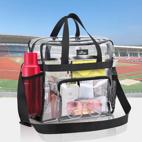 Miniatura 83 de MAY TREE Bolsa transparente para eventos en estadios de 12 x 6 x 12 pulgadas, bolsa de almuerzo transparente con correas reforzadas para trabajo