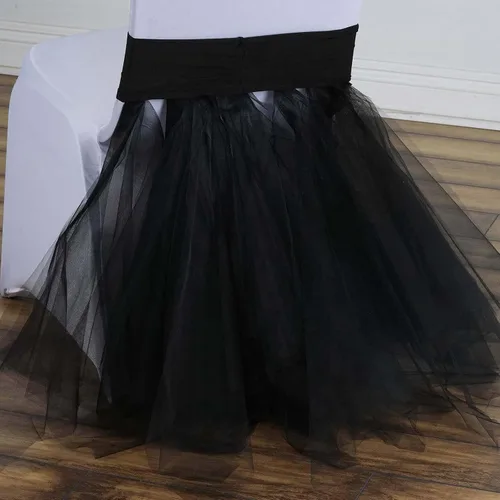Miniatura 2 de Efavormart - Falda de tul elástica para boda, fiesta, boda, color negro, para banquetes y catering, Negro