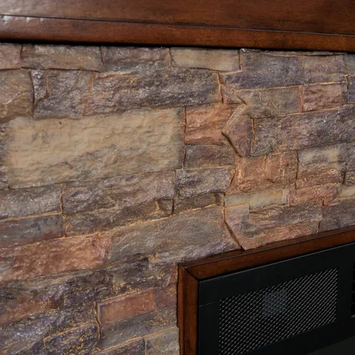 Miniatura 8 de SEI Furniture Canyon Heights - Chimenea eléctrica de piedra apilada de imitación de 60 pulgadas, whisky de arce