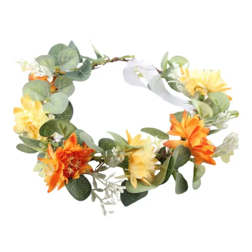 FRCOLOR 1 corona de novia decorativa para boda, diadema de flores, diadema de corona, diadema de flores para boda, vegetación, centro turístico,