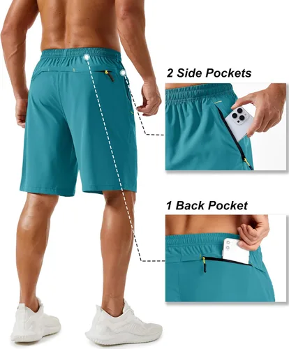 Miniatura 15 de TACVASEN Pantalones cortos deportivos para correr para hombre, 9 pulgadas, de secado rápido, pantalones cortos ligeros de verano, 3 bolsillos
