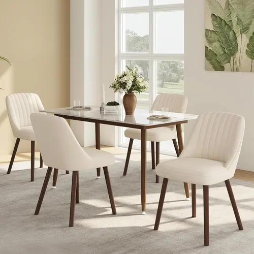 Miniatura 8 de MALOL Juego de 2 sillas tapizadas para comedor, sillas modernas de tela para cocina con respaldo, patas de madera para cocina, comedor, restaurante