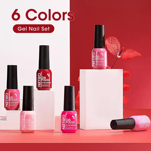 Miniatura 8 de Gellen - Juego de esmaltes de uñas de gel en 6 colores bonitos de la serie pastel, suaves, para decoración de uñas y manicura en casa de larga