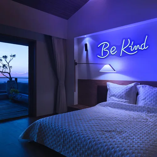 Miniatura 5 de Letreros de neón "Be Kind" para decoración de pared, luces de neón para dormitorio, letreros LED adecuados para sala de estar, sala de juegos, bar
