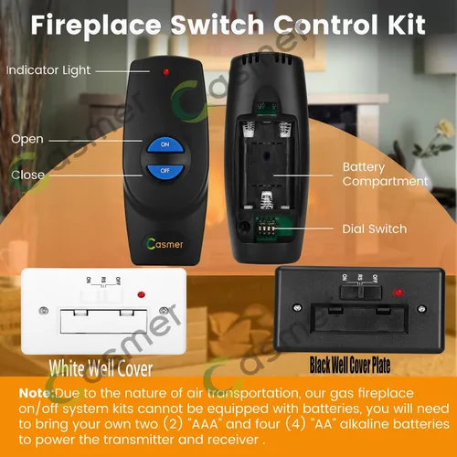 Miniatura 6 de Kit de control remoto para chimenea de gas, compatible con chimenea Ambient Technologies, control remoto reemplaza RCM-RX/RMC RX RCT RCMT RCT RCST